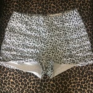 Floral black and white shorts